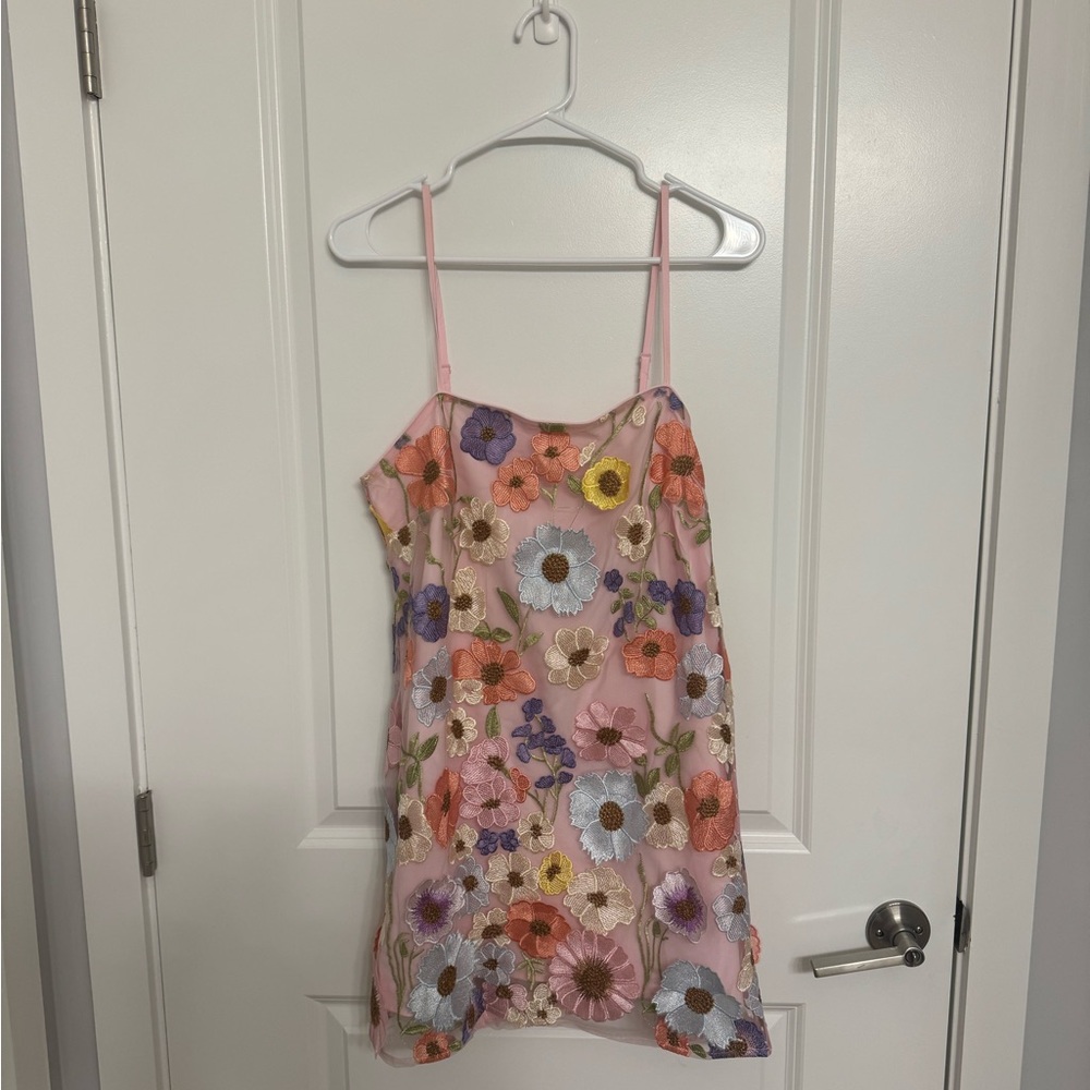 Floral Casual Dress with Pink Straps